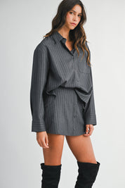Pin Stripe Charcoal Set