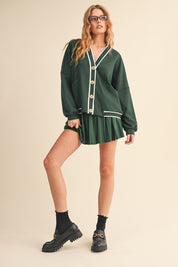 Green Cardigan Set