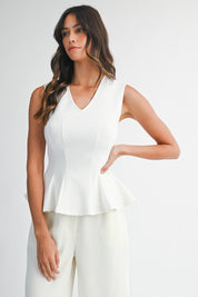 White Peplum Top