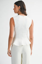 White Peplum Top