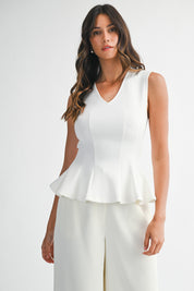 White Peplum Top