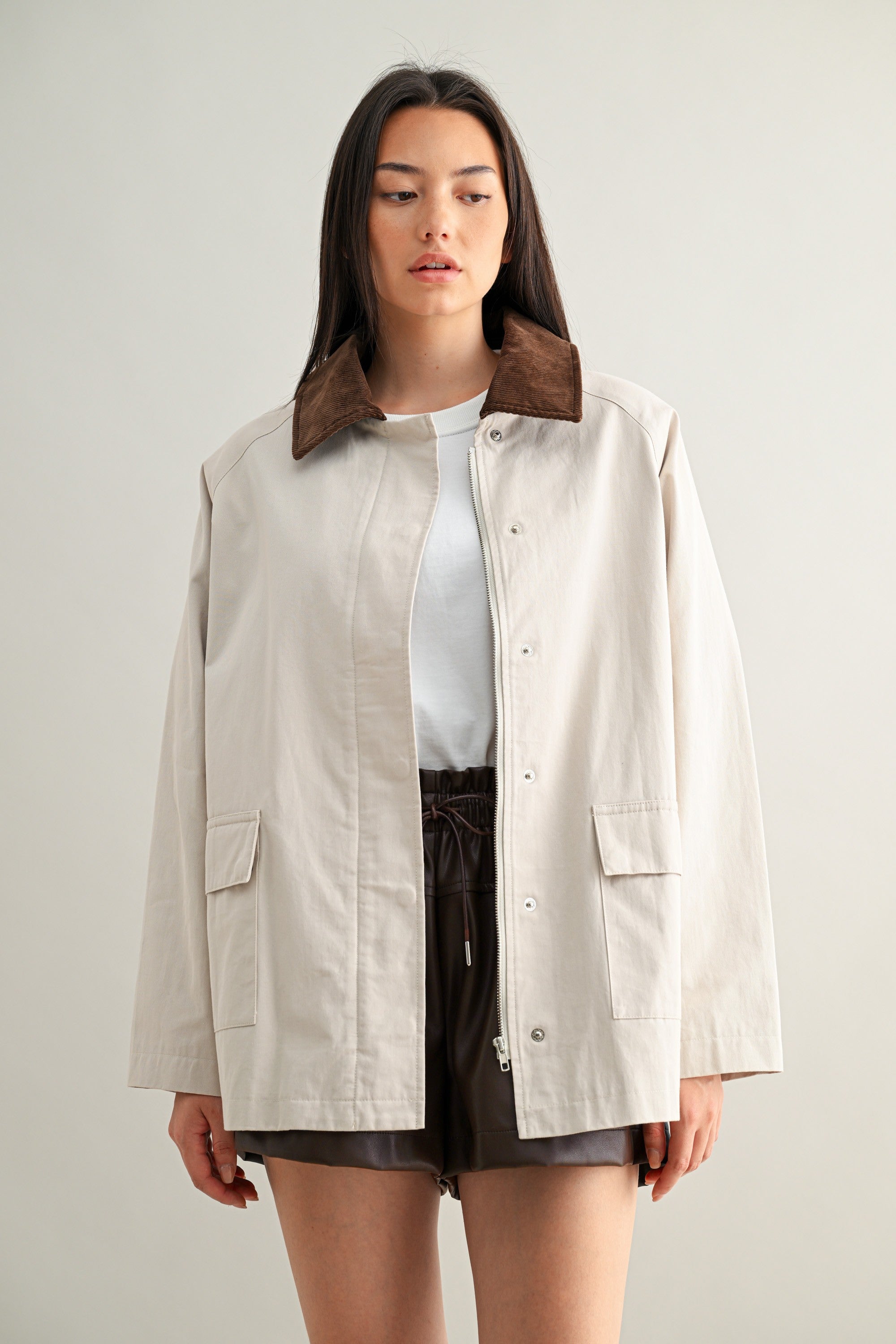 Contrasted Collar Jacket