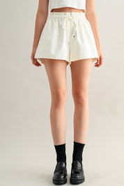Cream Drawstring Shorts