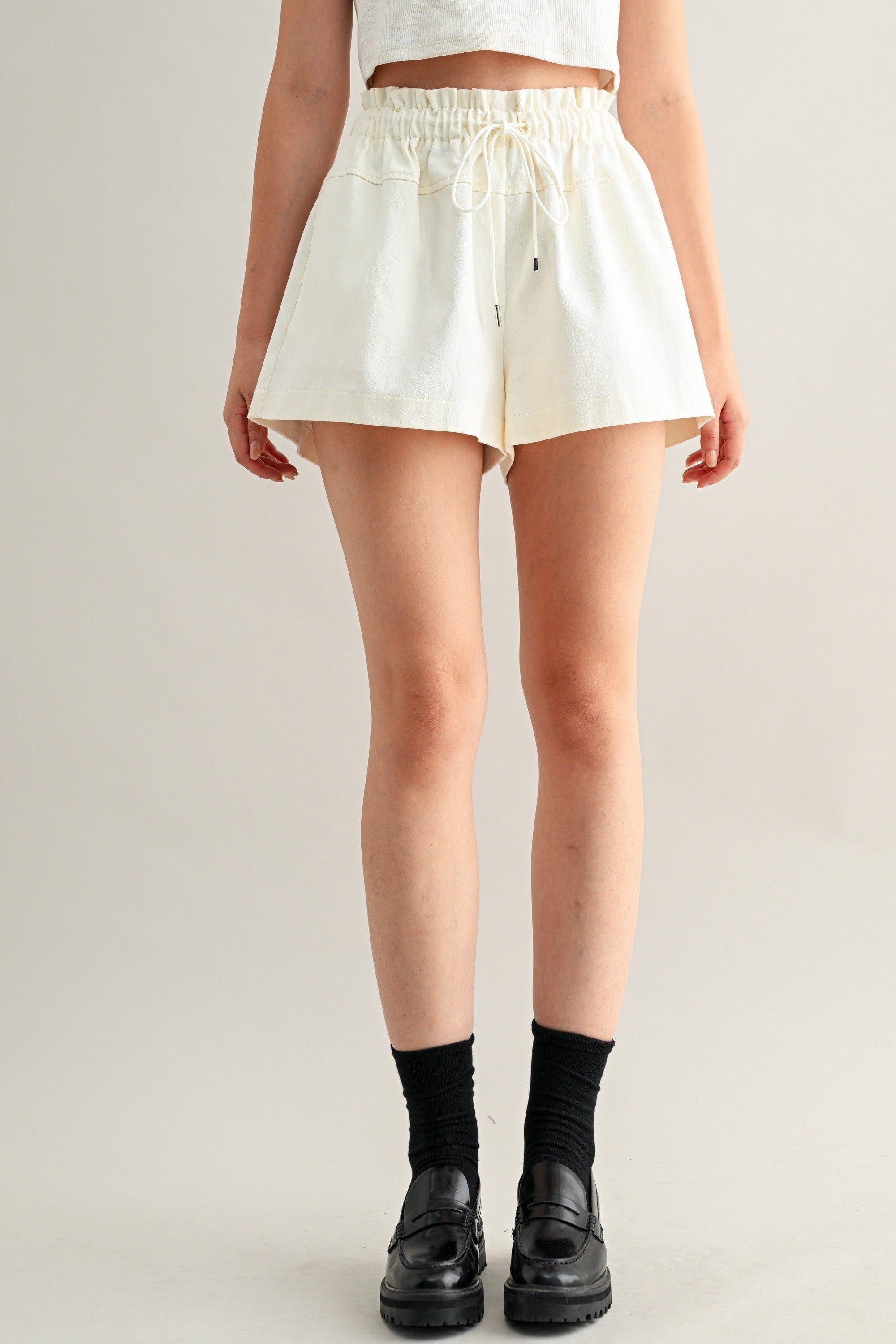 Cream Drawstring Shorts