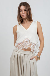Cream Lace Top