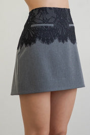 Black Lace Detail Skirt