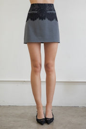 Black Lace Detail Skirt