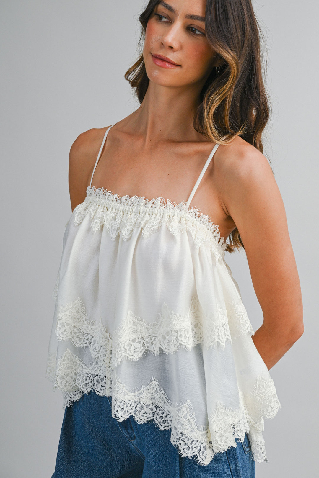 Lace Tiered Top