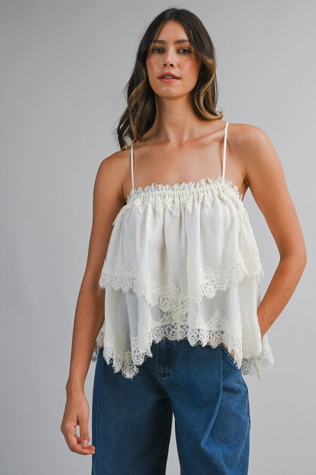 Lace Tiered Top