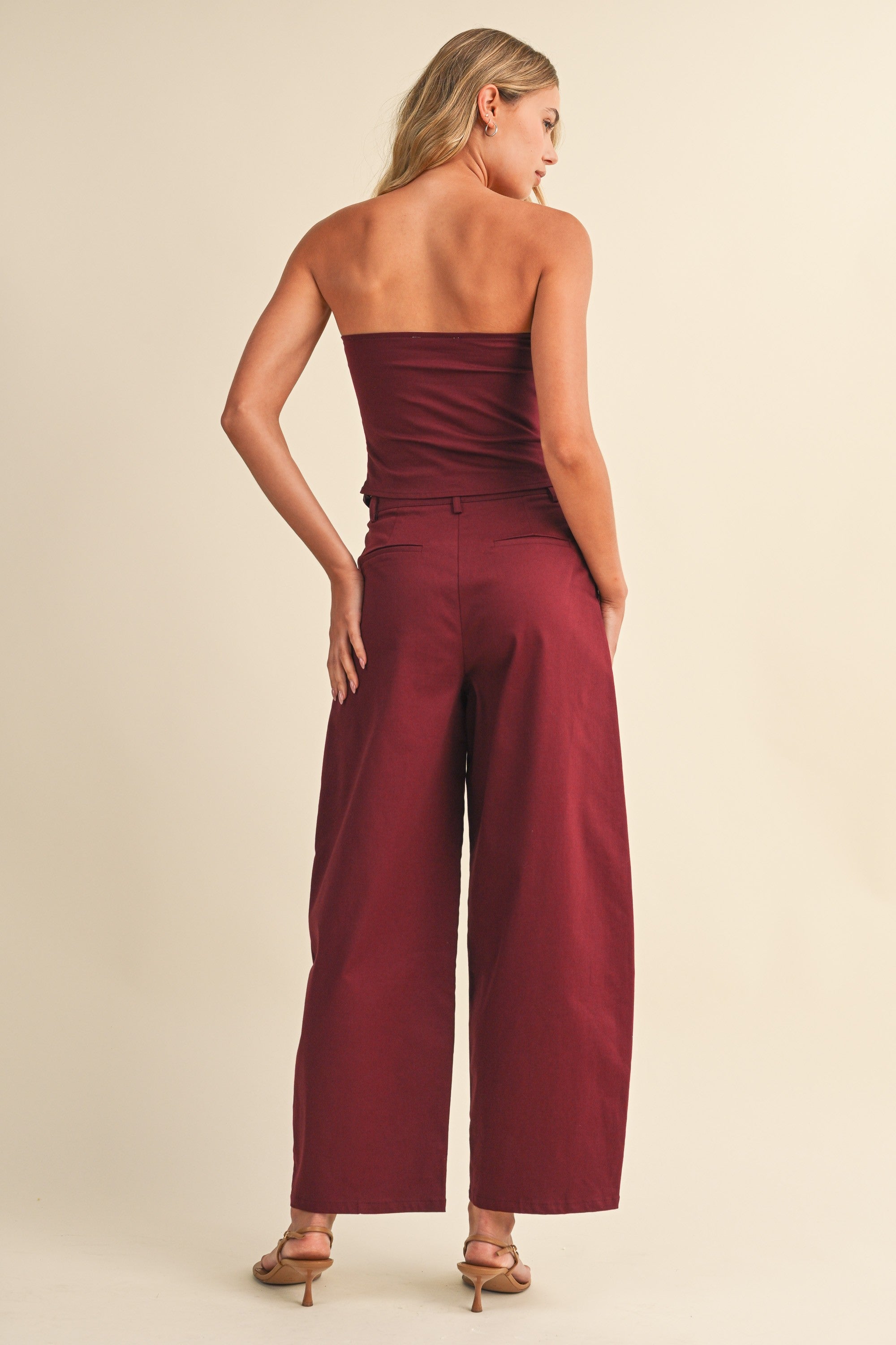 Bandeau Croset Top and Barrel Leg Pants Set