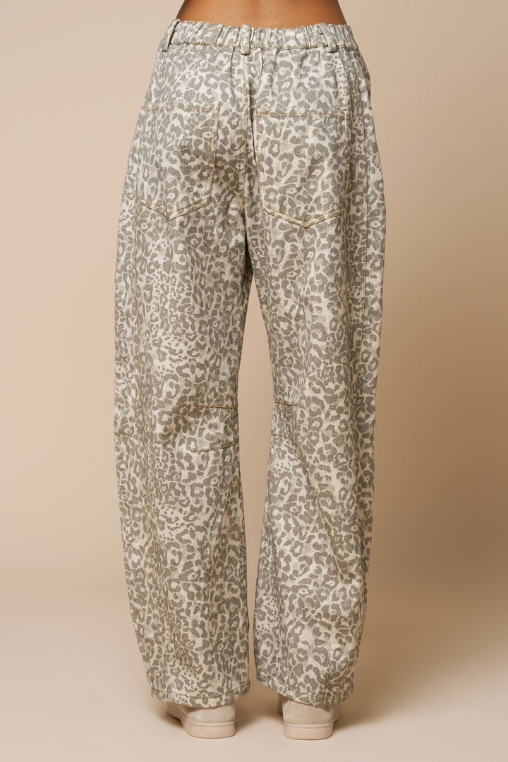 Leopard Barrel Leg Pants