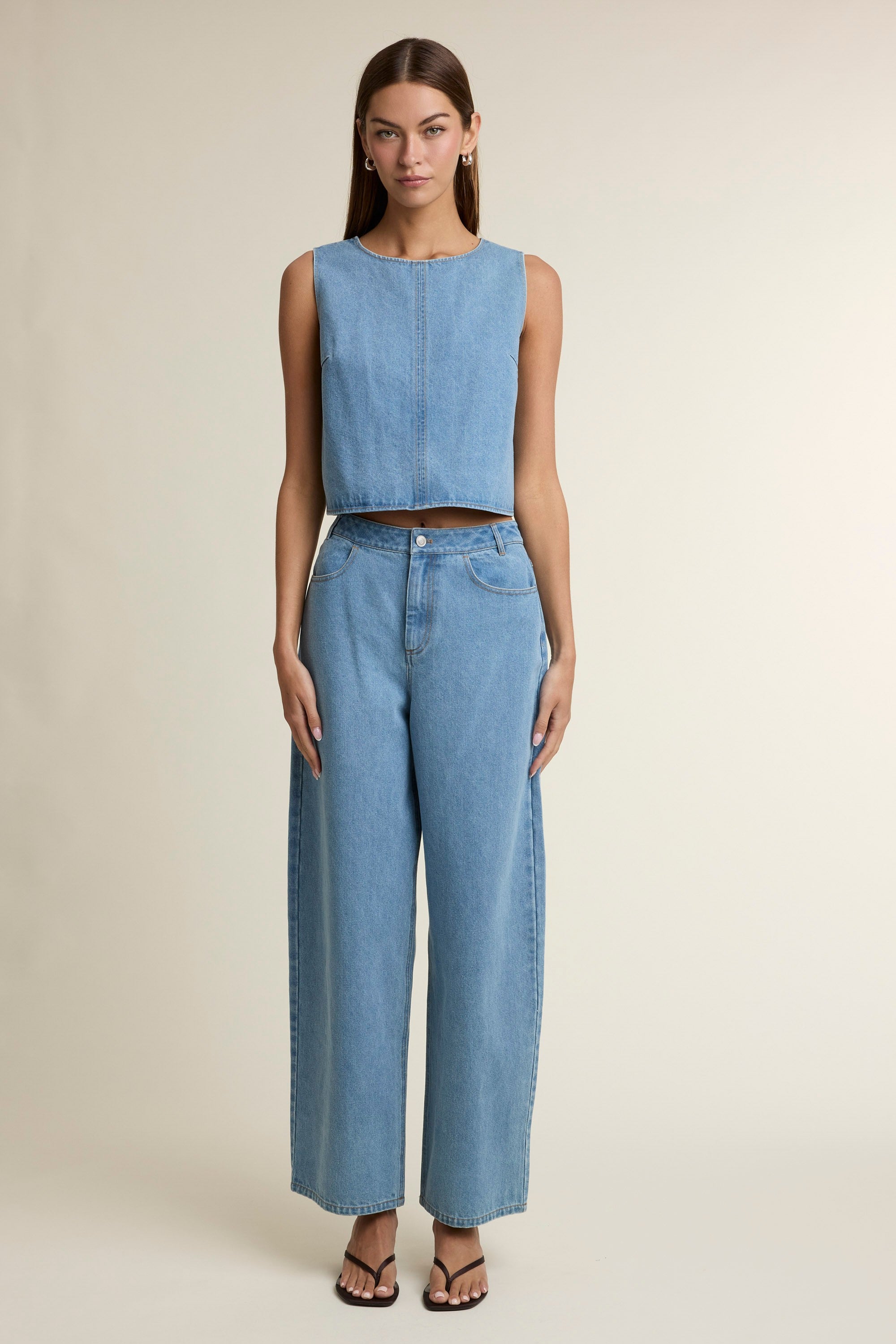 Denim Open Back Set