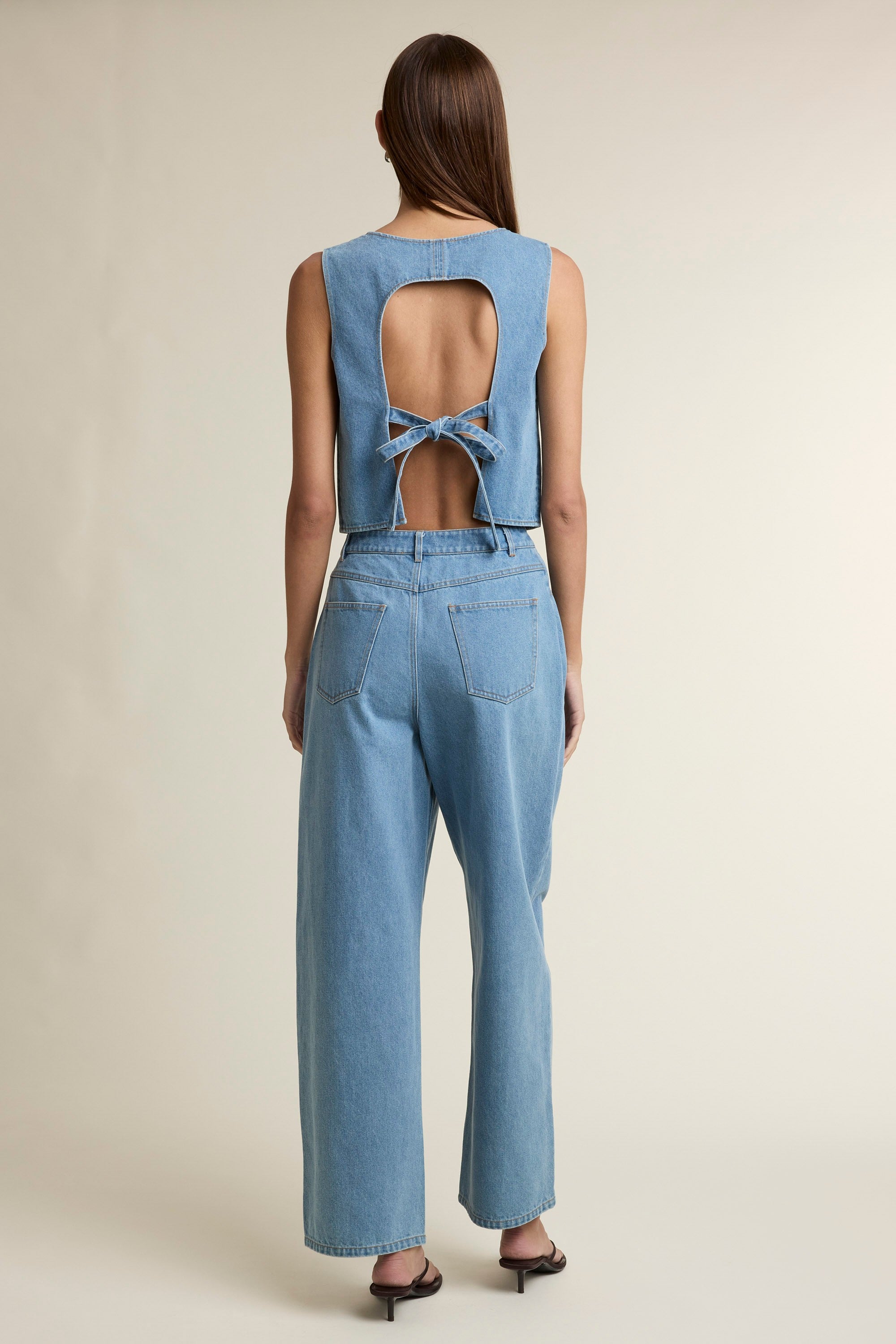 Denim Open Back Set
