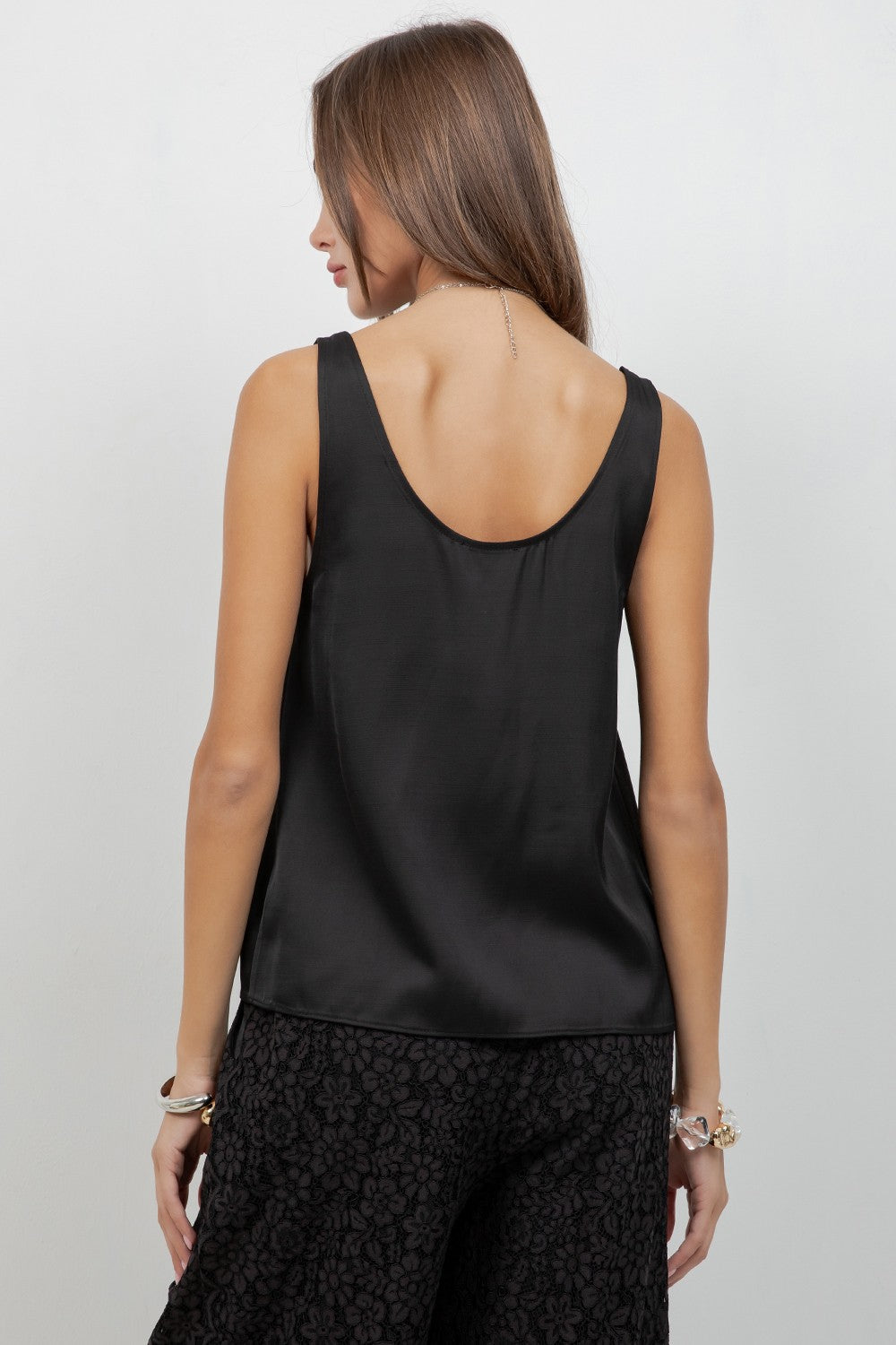 Black Satin Tank Top