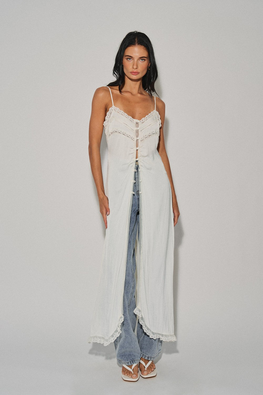 Satin Lace-trimmed Top
