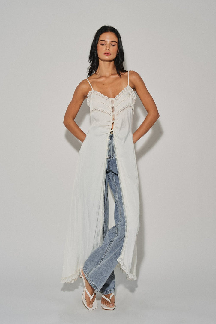 Satin Lace-trimmed Top