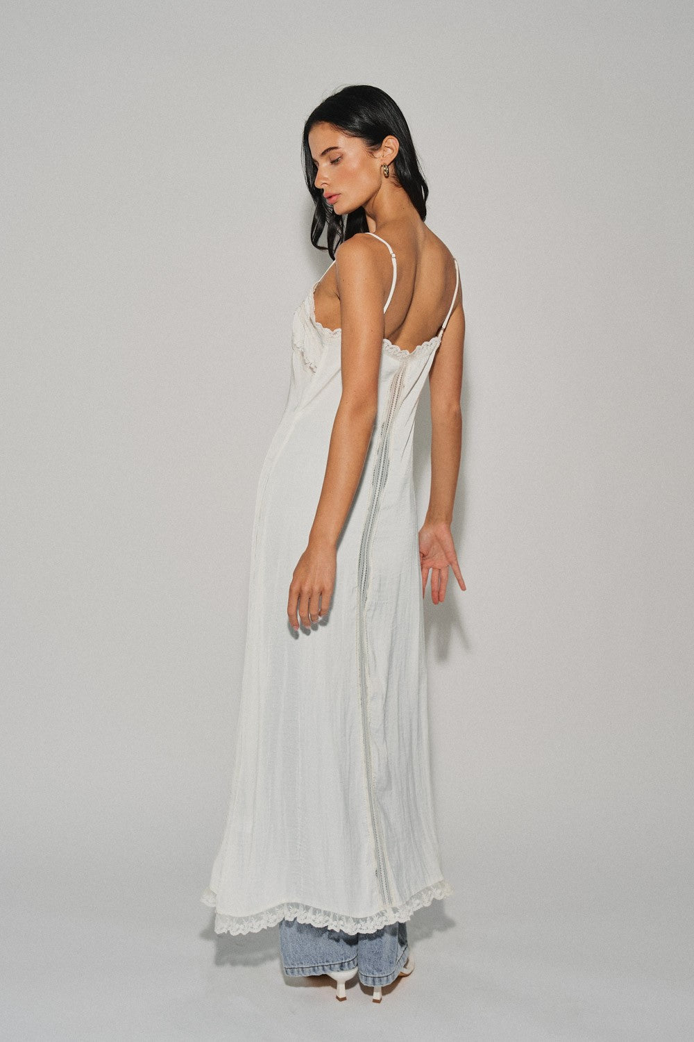 Satin Lace-trimmed Top