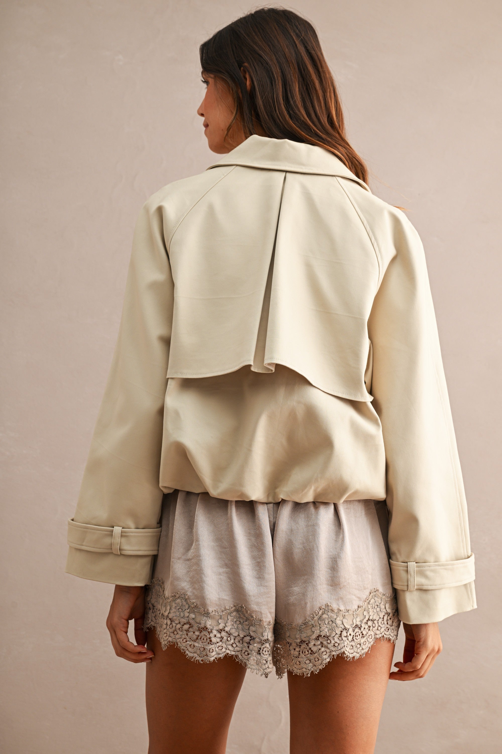 Balloon Crop Trench Jacket