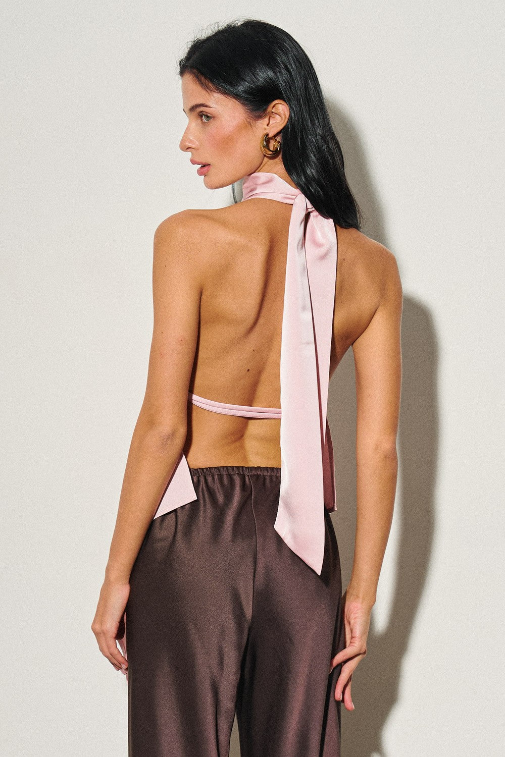 Open Back Satin Top