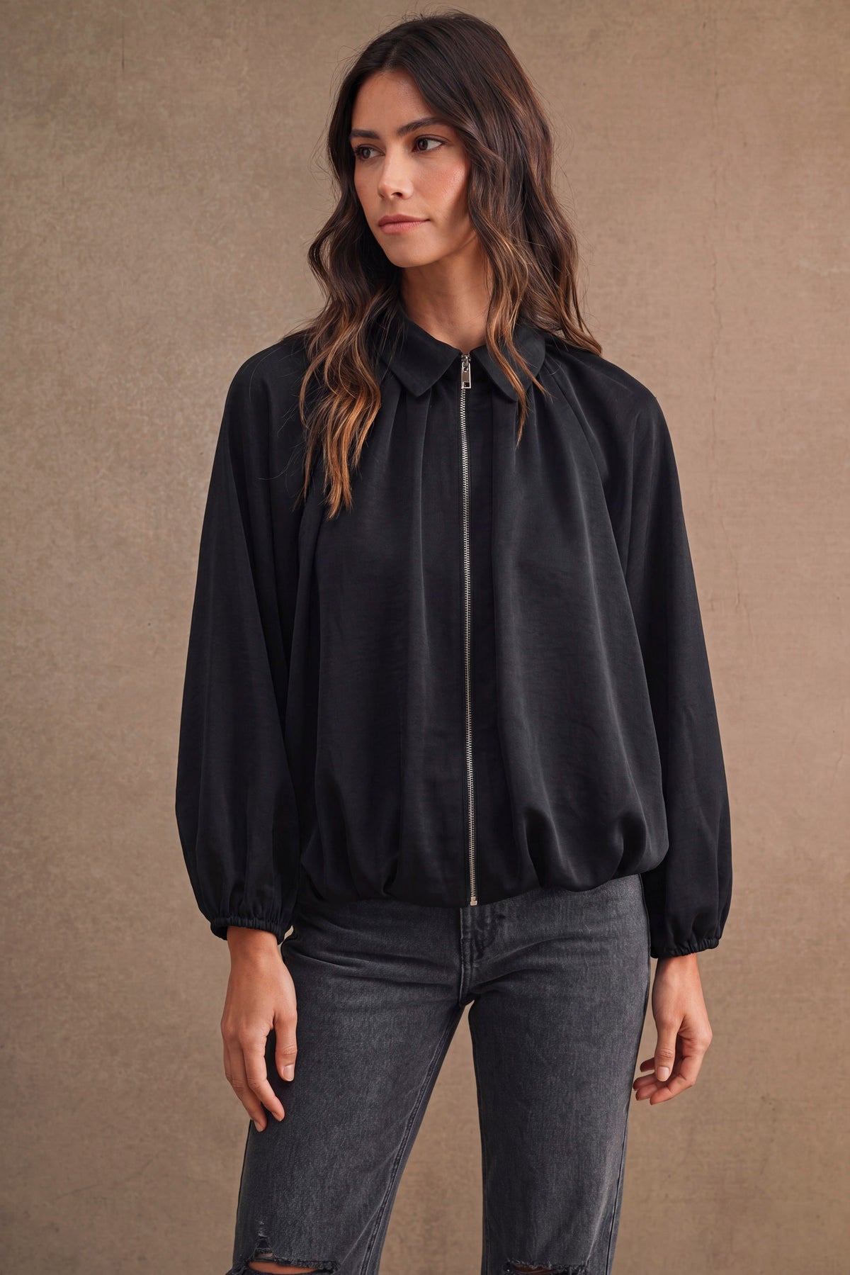Black Bubble Bomber Jacket