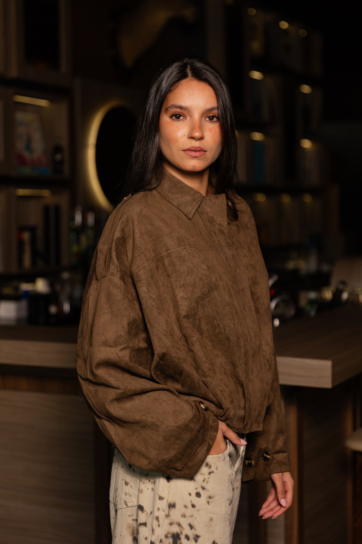 Suede Pleated Jacket