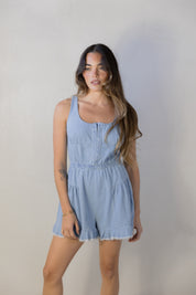 Ruffle Denim Romper