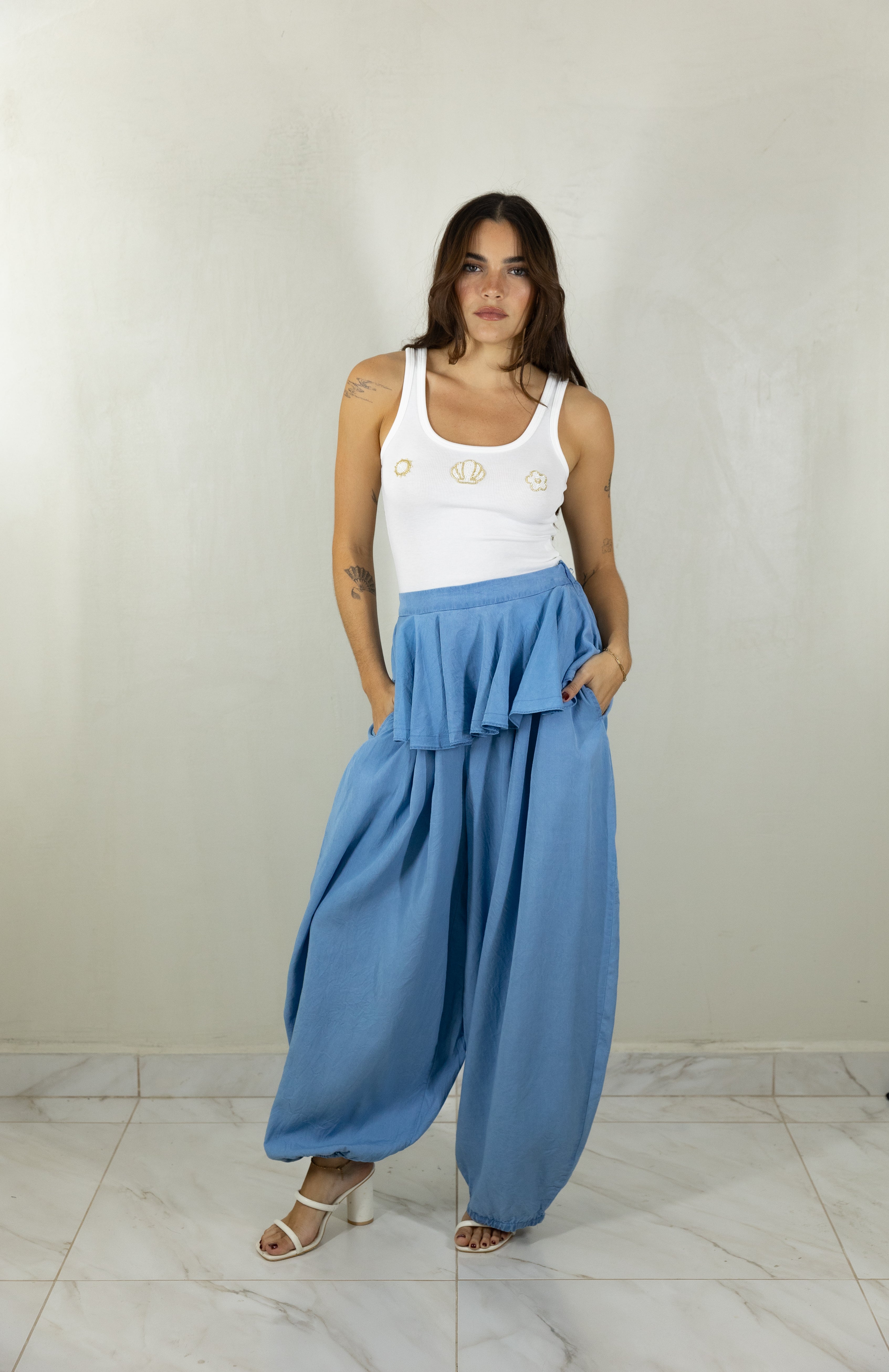 Ruffle Waist Pants