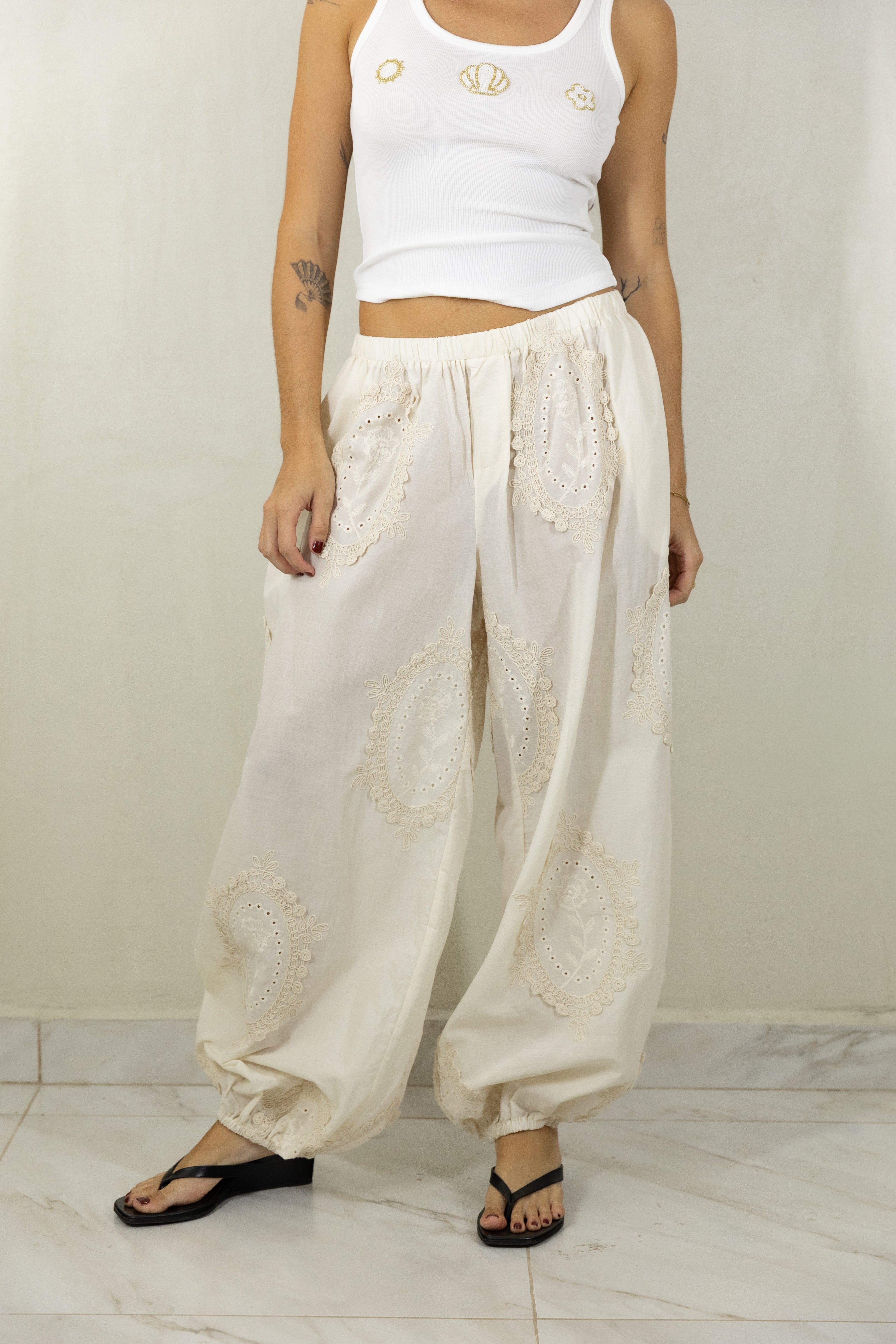 Embroidered Balloon Pants