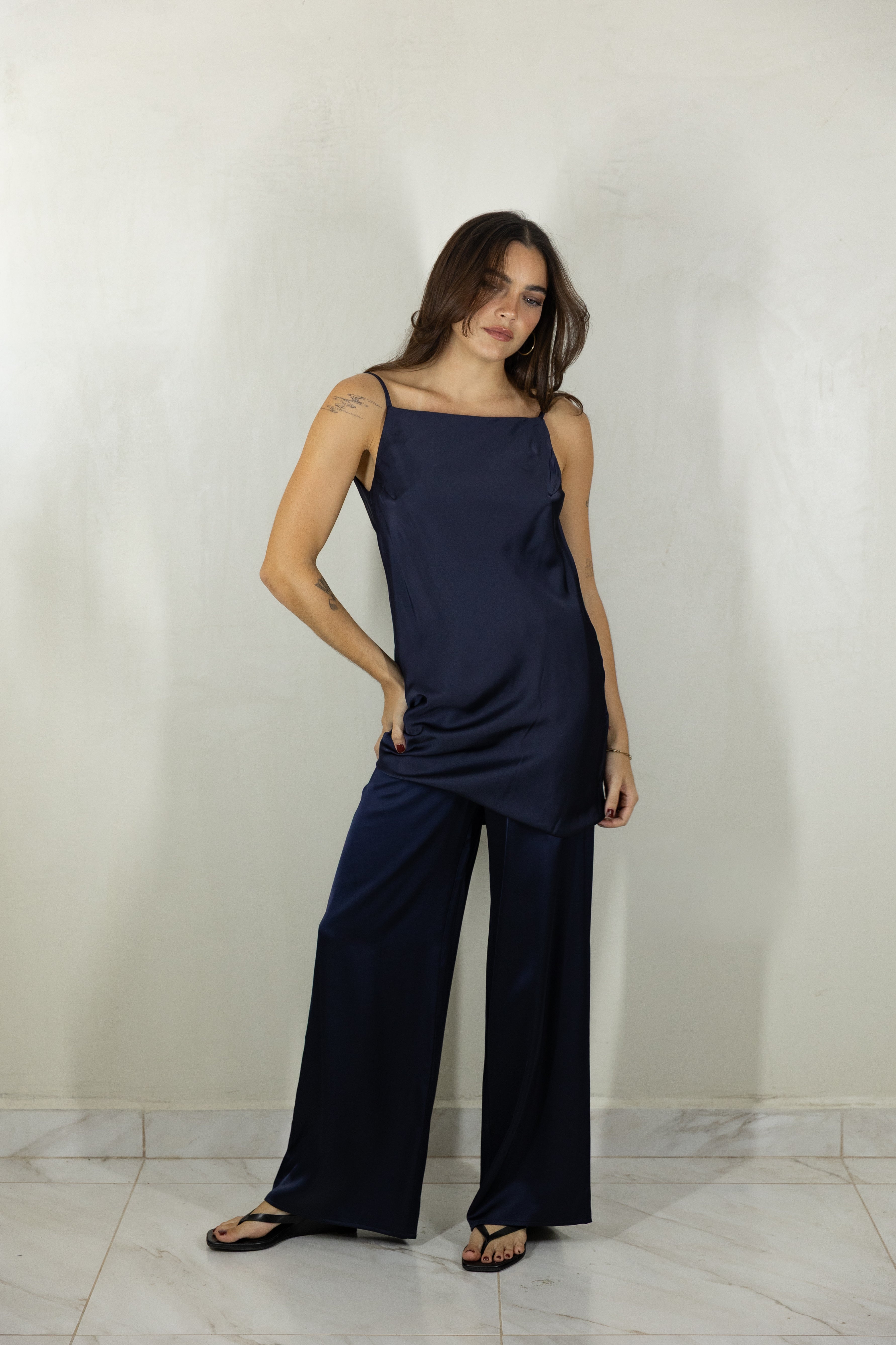 Spaghetti Strap Tunic Top & Pants Set