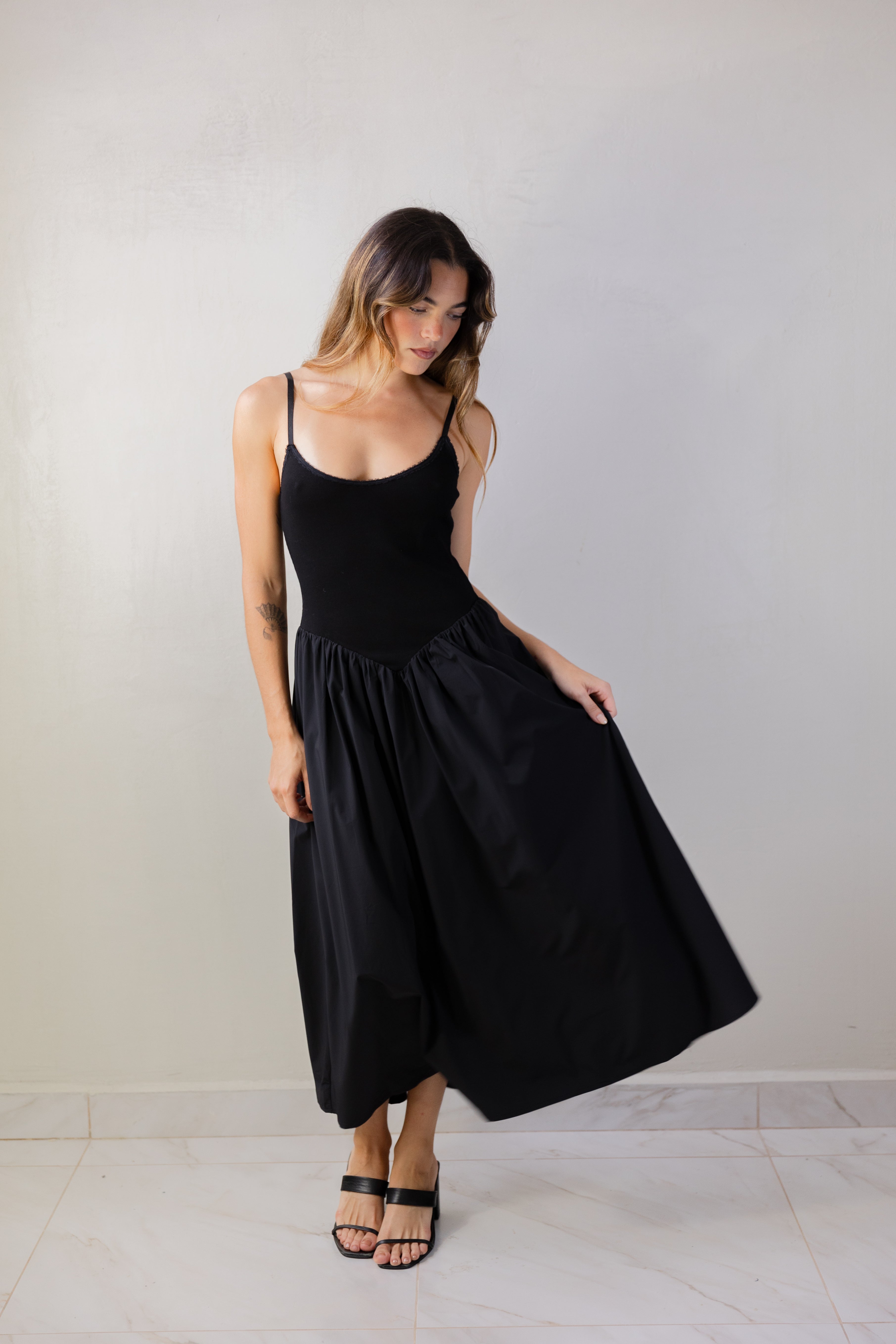 Black Rib Midi Dress