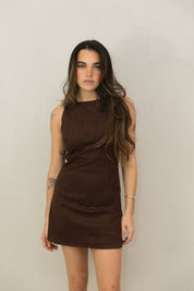Coffee Suede Dress