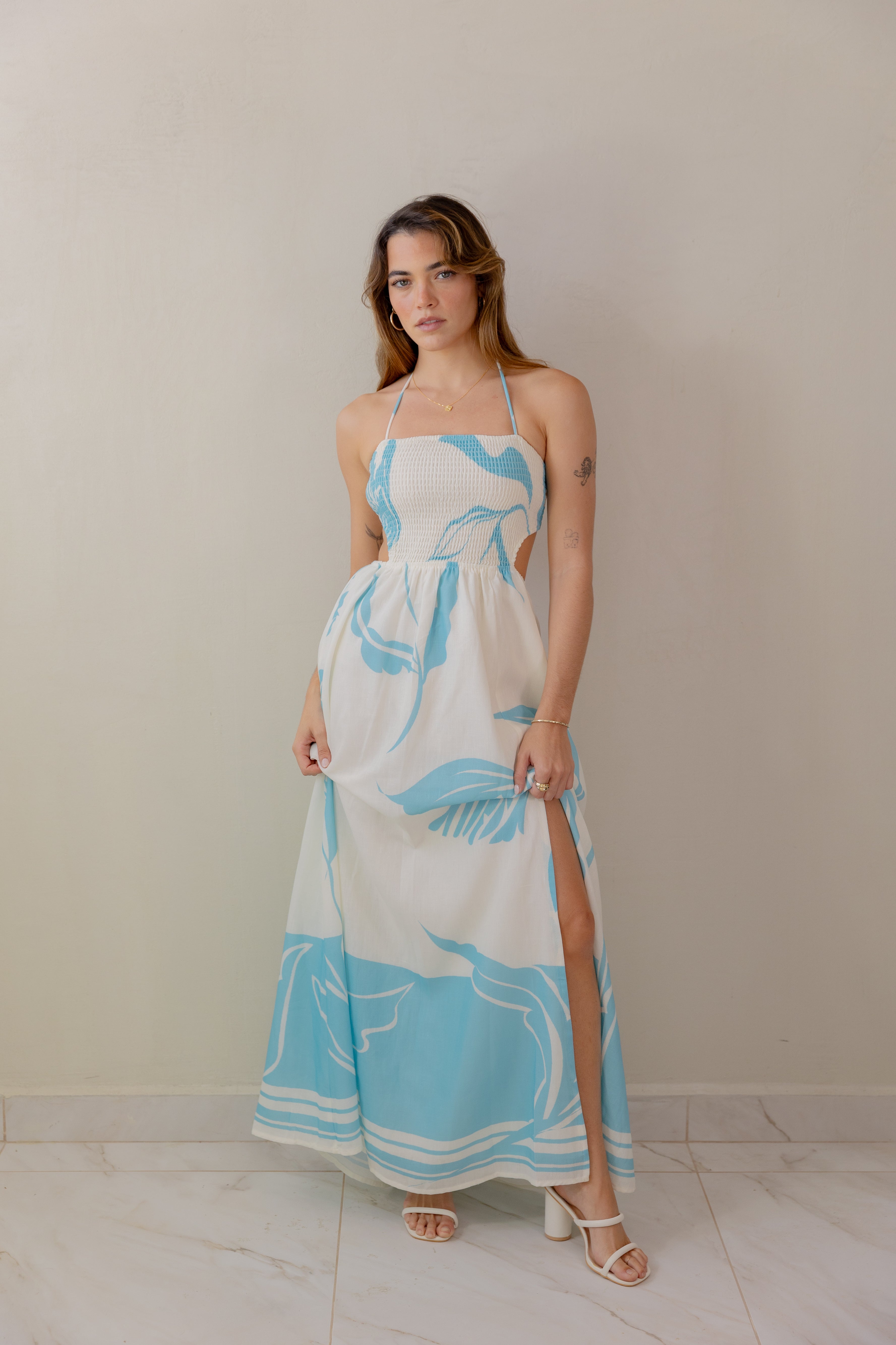 Aqua Printed Dress