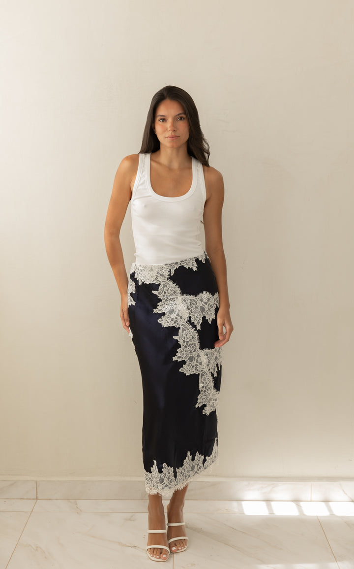 Satin Lace Skirt