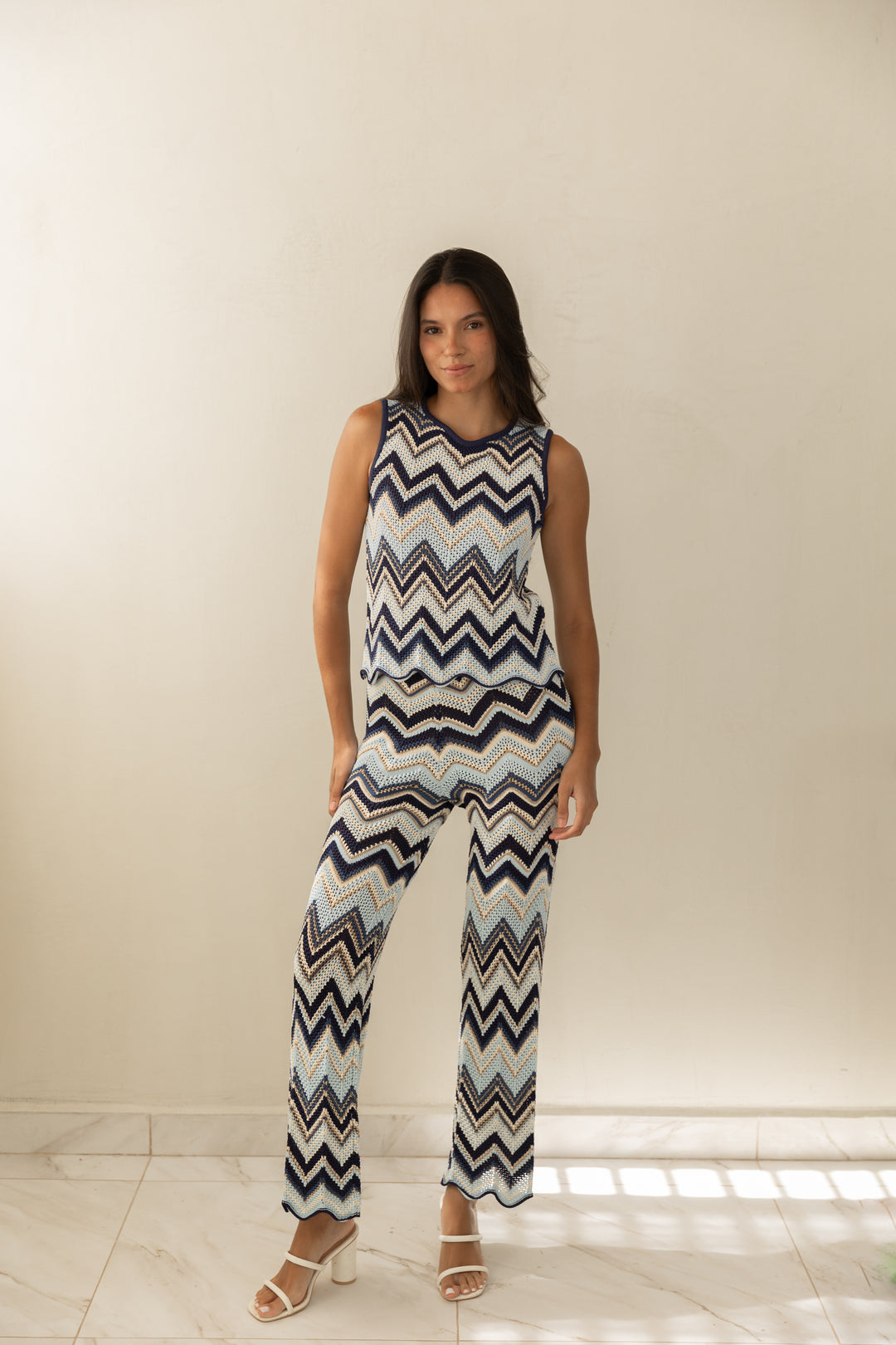 Blue Knit Matching Set