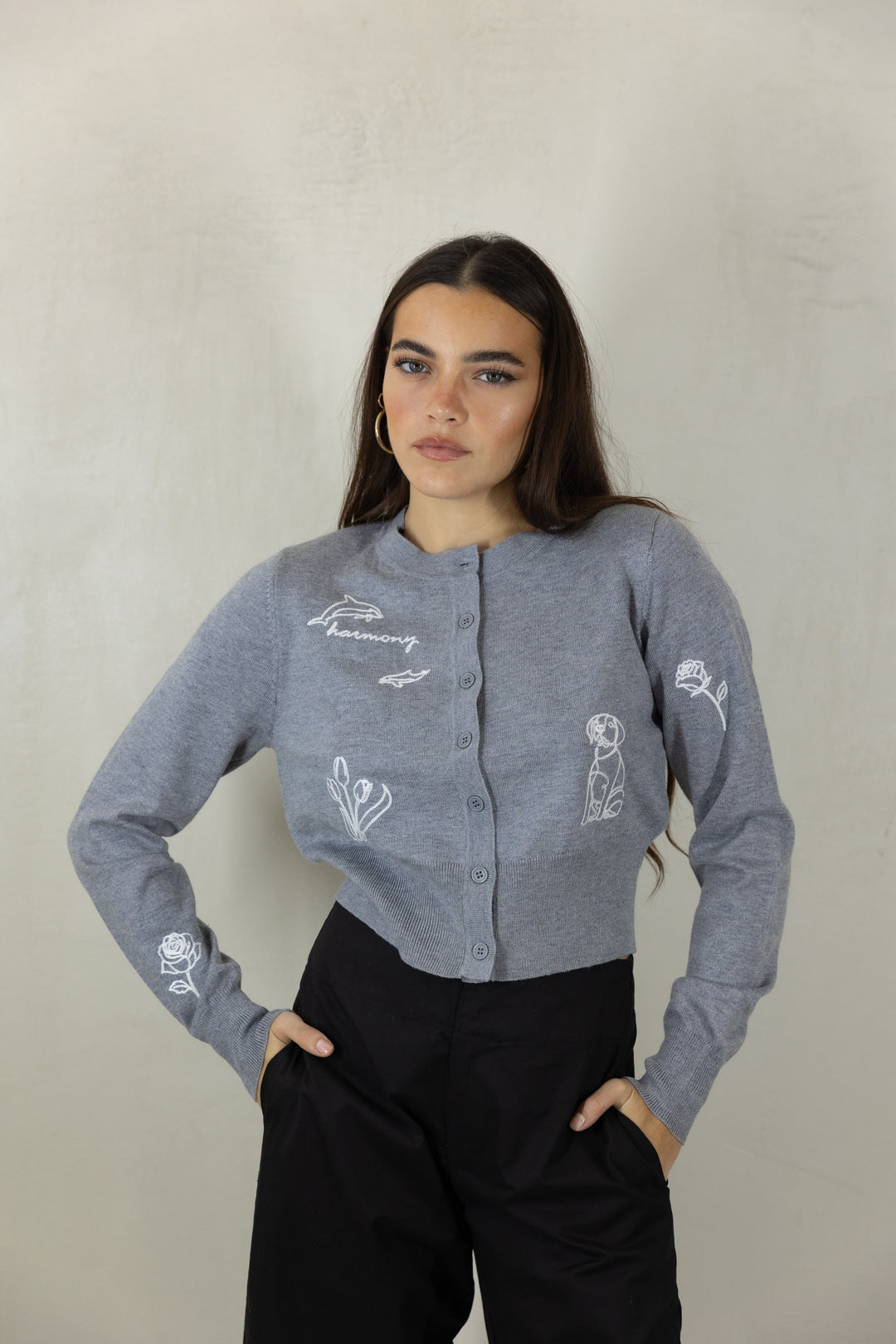 Knitted Embroidery Cardigan Top