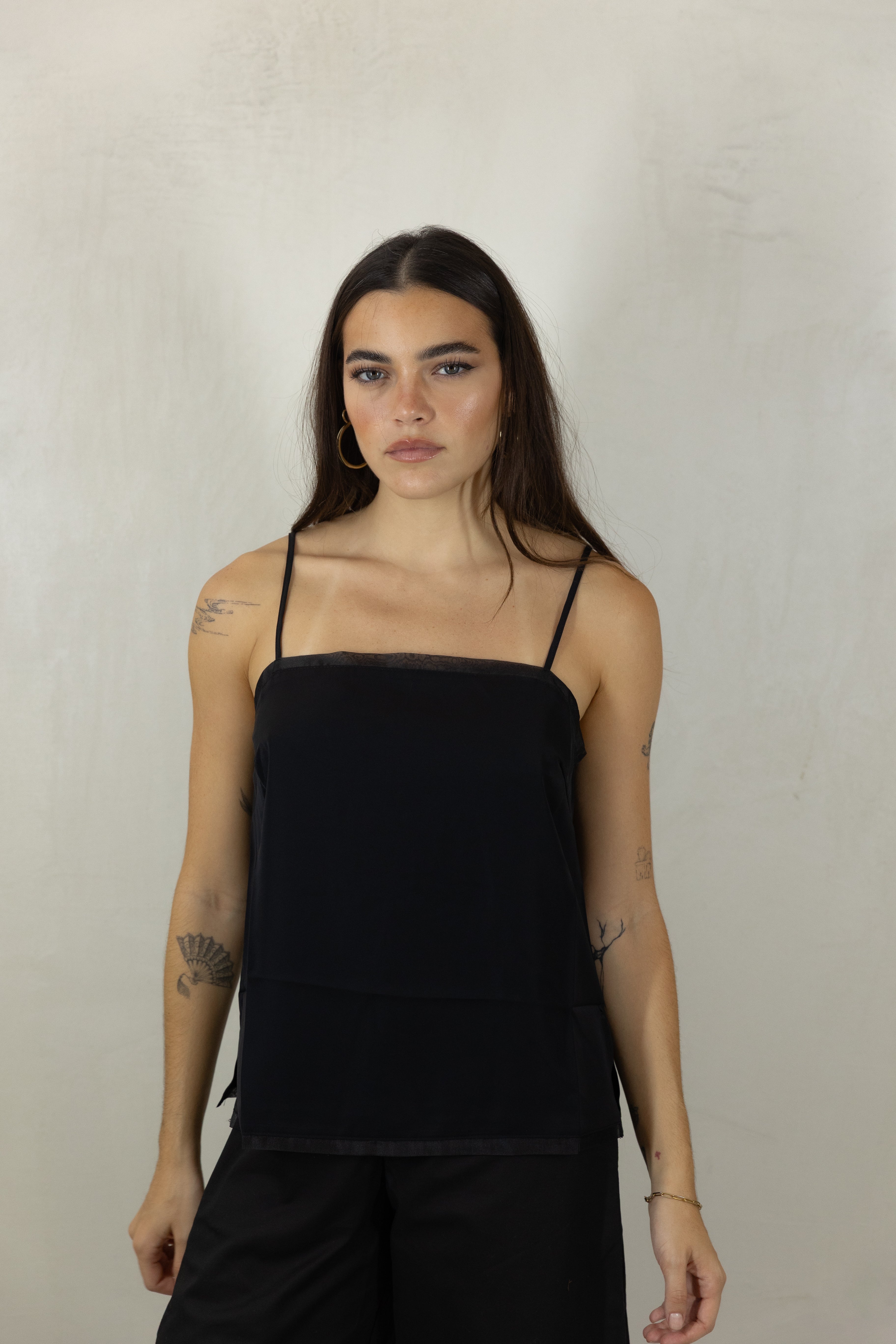Black Organza Trim top