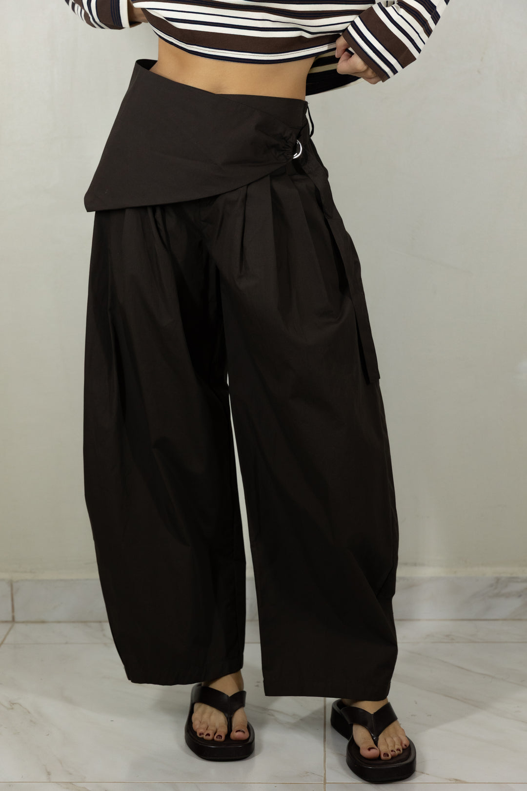 Sarong Detail Barrel Leg Trouser