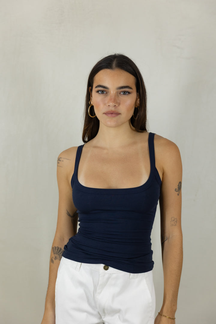 Navy Scoop Neck Tank
