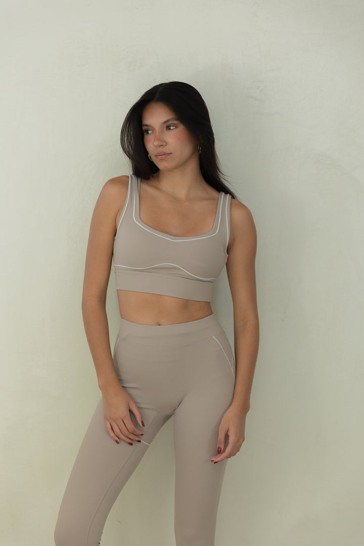 Taupe Contrast Sportsra