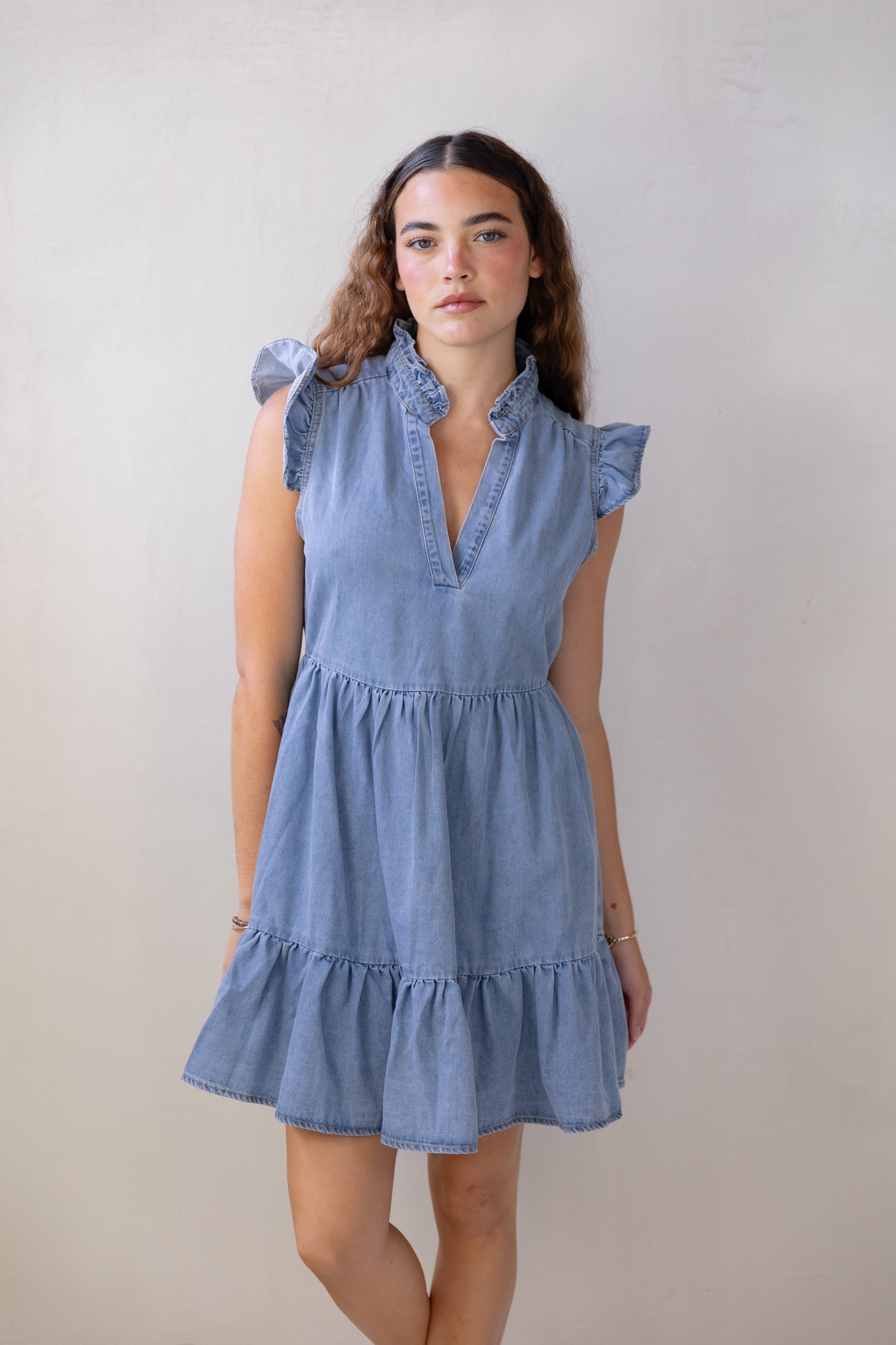 Ruffle Denim Dress