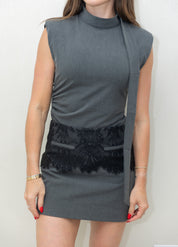 Black Lace Detail Skirt