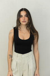 Black Lined Basic Top