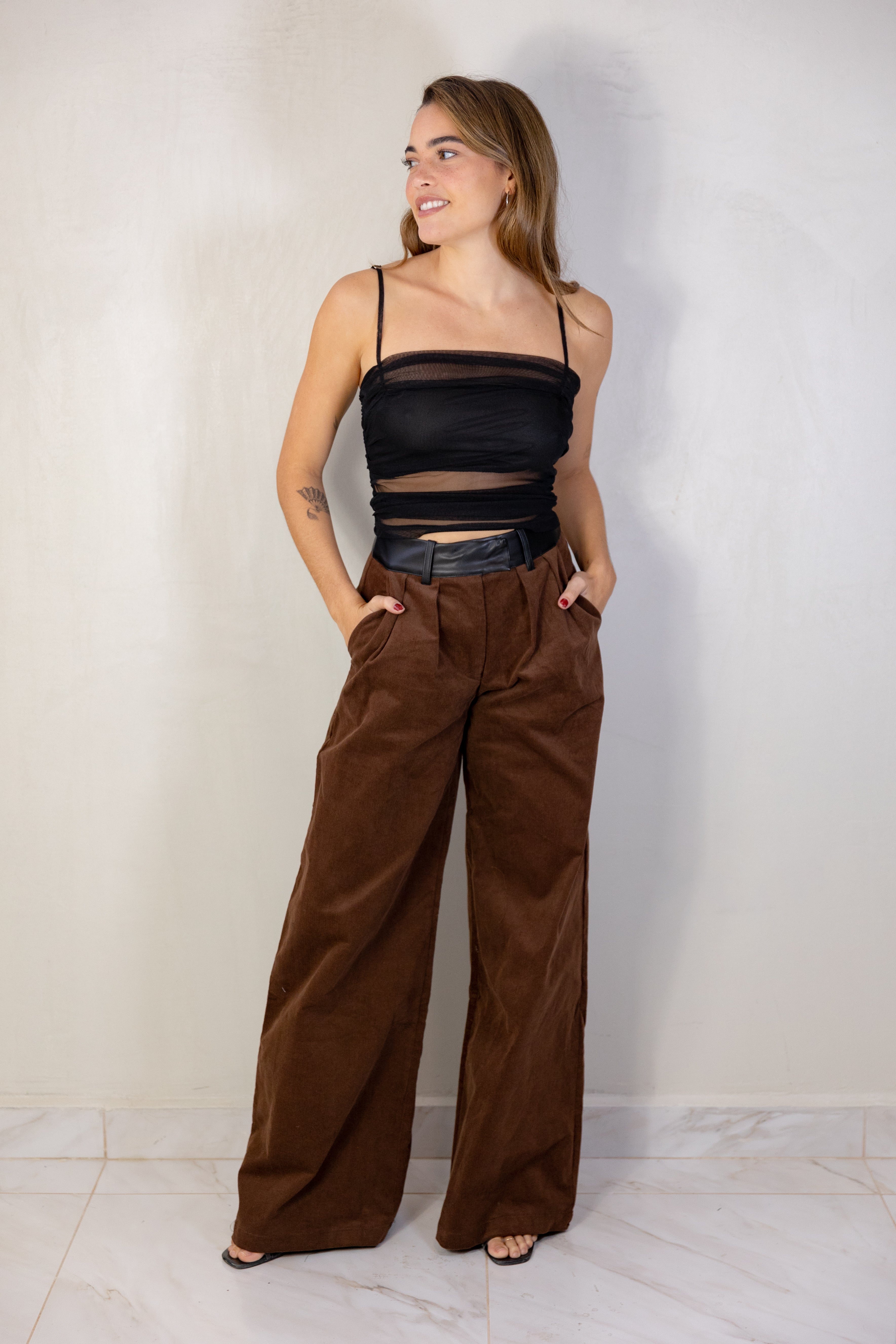 Leather Detail Pants