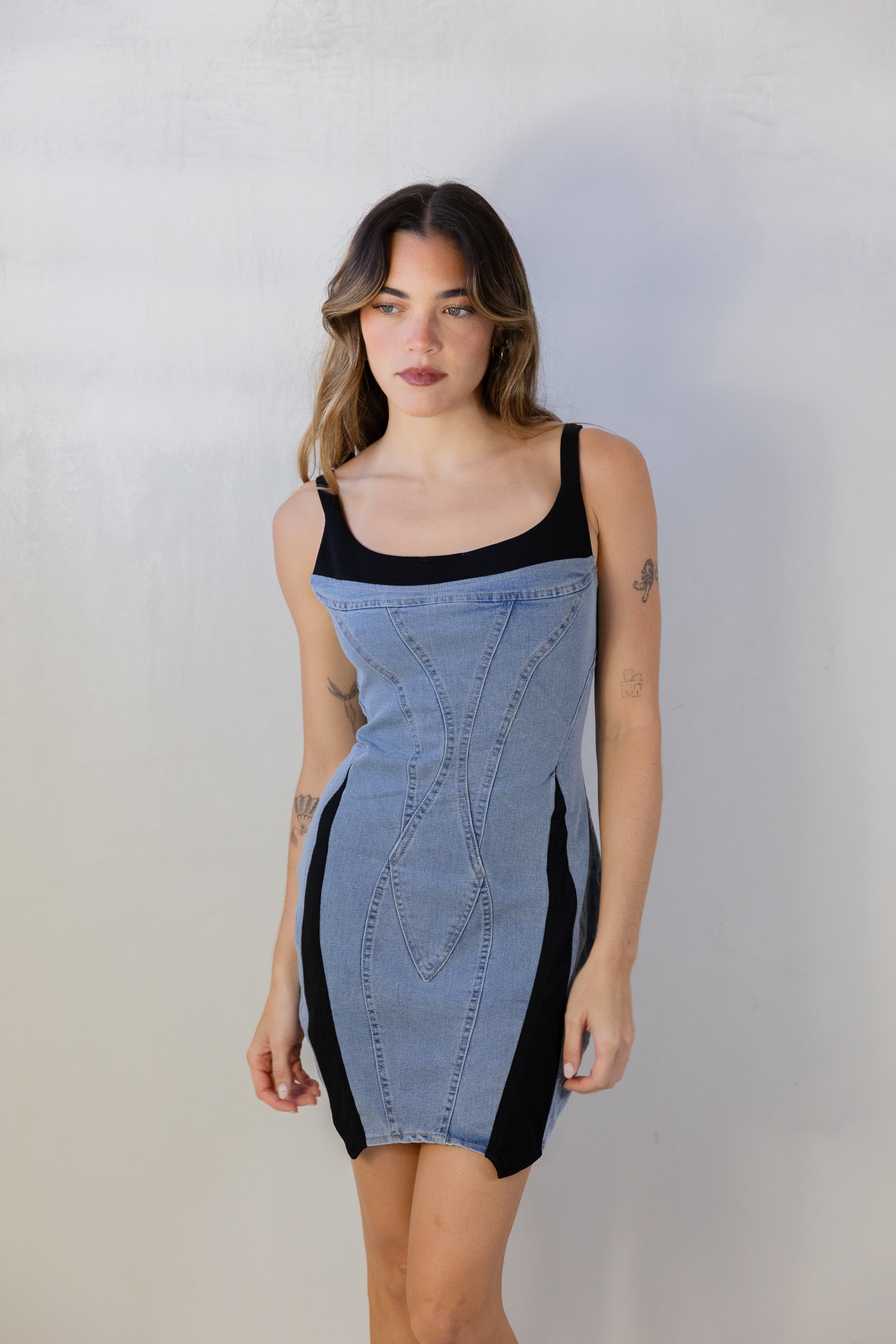 Denim Suspender Dress