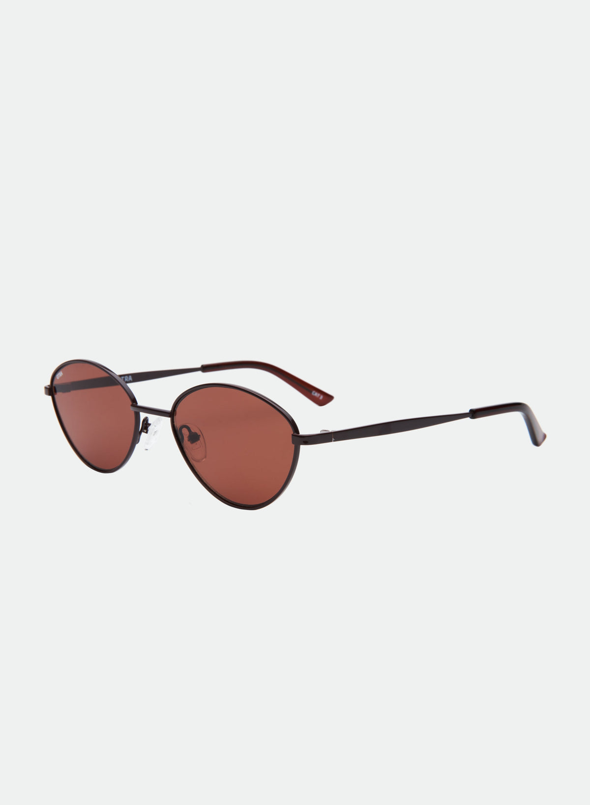 Deja round chocolate metal sunglasses, side angle