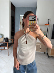 Bead Halter Neck Top