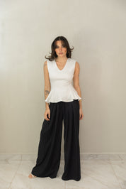 White Peplum Top