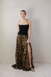 Pleated Leopard Dress