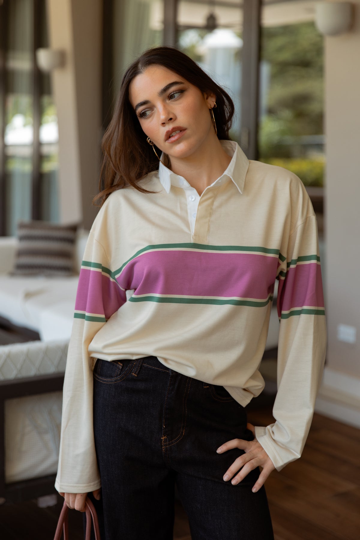 Pink Stripe Polo Shirt