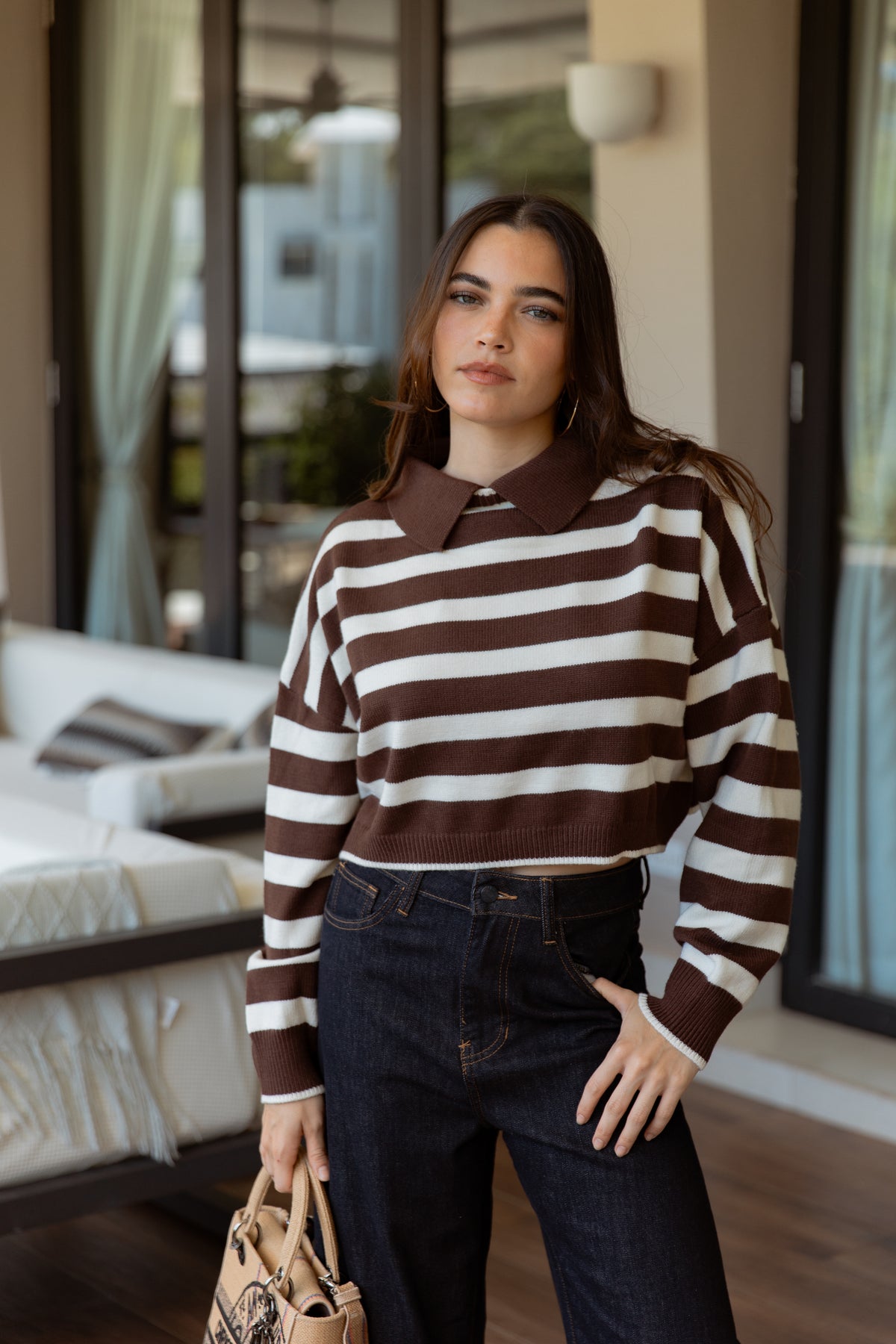 Brown Striped Top